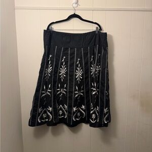 Dialogue from QVC Embroidered Black A-Line Skirt - Women